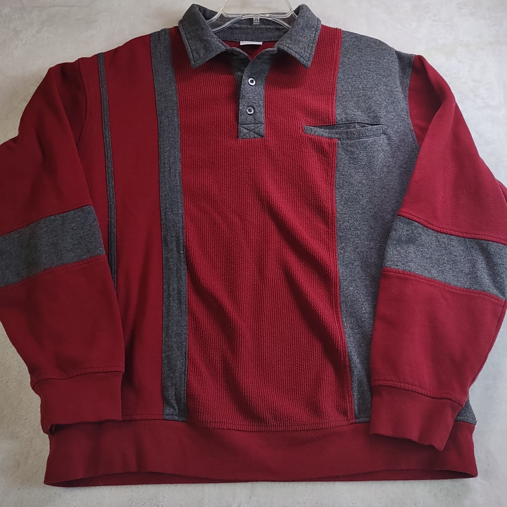 Haband Casual Joe Men's Red and Gray Polo Shirt Vintage